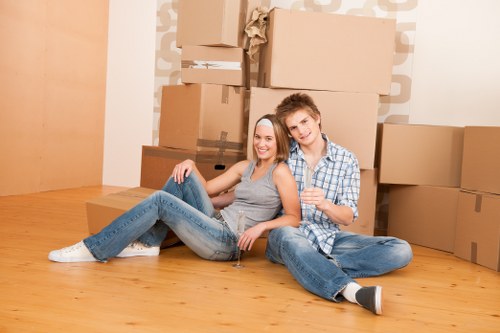 Boxes and stored items inside a secure storage unit